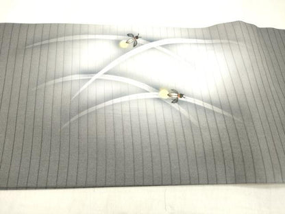 平和屋着物＊夏物 絽塩瀬 つけ帯 手描き 蛍草葉文 正絹 逸品 DABC8467cm