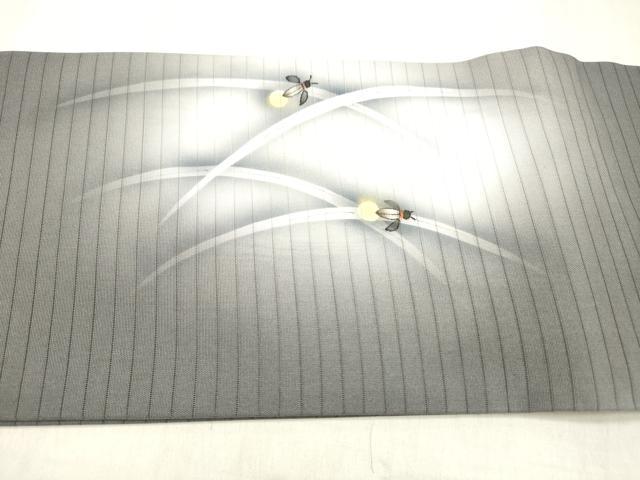 平和屋着物＊夏物 絽塩瀬 つけ帯 手描き 蛍草葉文 正絹 逸品 DABC8467cm