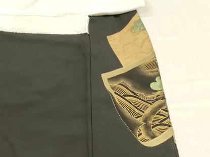 平和屋着物■豪華黒留袖 作家物 駒刺繍 飛鶴松文 金銀彩 正絹 逸品 DABC8471cm