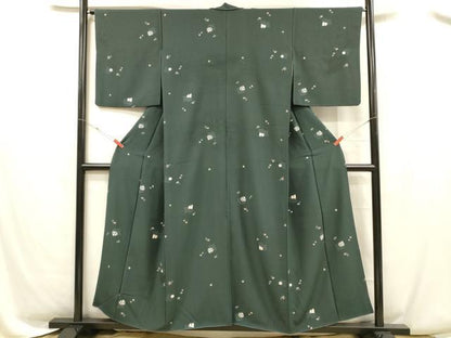 平和屋着物■上質な小紋　舞花文　錫　毬　正絹　逸品　DABC8472cm