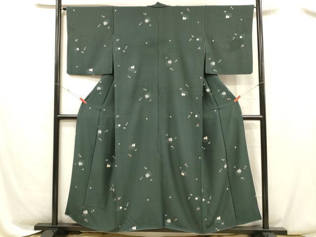 平和屋着物■上質な小紋　舞花文　錫　毬　正絹　逸品　DABC8472cm