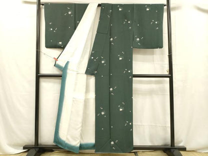 平和屋着物■上質な小紋　舞花文　錫　毬　正絹　逸品　DABC8472cm