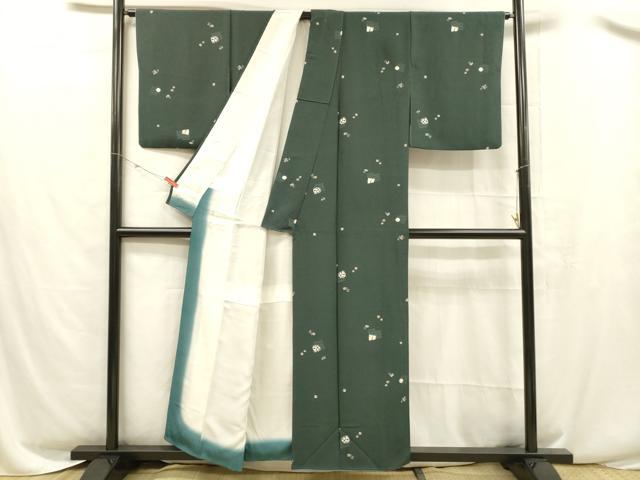 平和屋着物■上質な小紋　舞花文　錫　毬　正絹　逸品　DABC8472cm