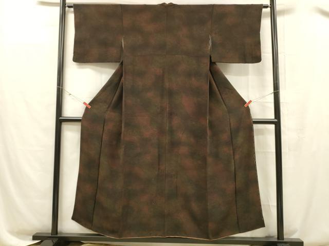 平和屋着物■上質な小紋　草花文　鬼しぼ縮緬　正絹　逸品　DABC8478cm