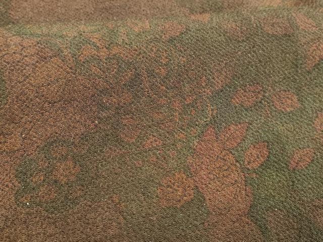 平和屋着物■上質な小紋　草花文　鬼しぼ縮緬　正絹　逸品　DABC8478cm