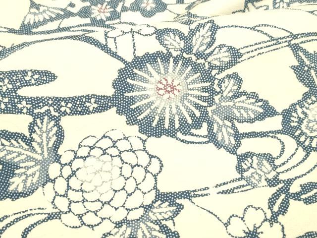 平和屋着物■上質な小紋　型染　風景草花文　鮫小紋柄　正絹　逸品　DABC8487cm