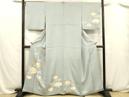 平和屋着物■訪問着　草葉文　金彩　正絹　逸品　DABC8489cm