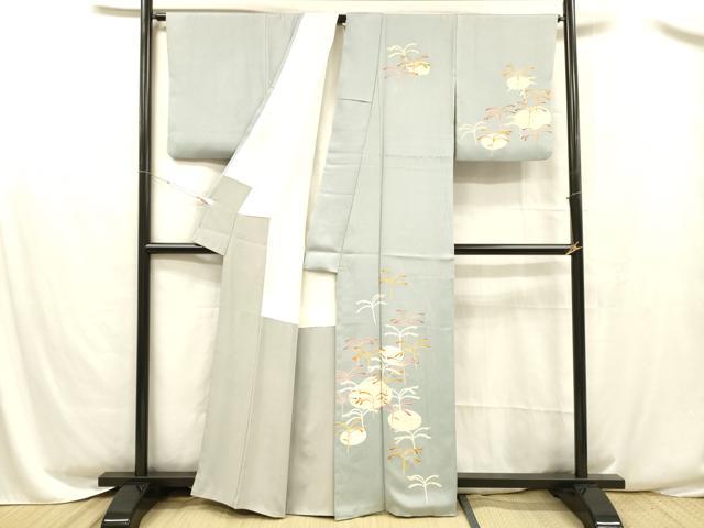 平和屋着物■訪問着　草葉文　金彩　正絹　逸品　DABC8489cm