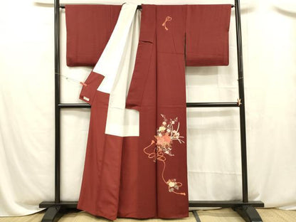 平和屋着物■中国三大刺繍　相良刺繍　総刺繍　訪問着　草花文　やまと誂製　正絹　逸品　DABC8493cm