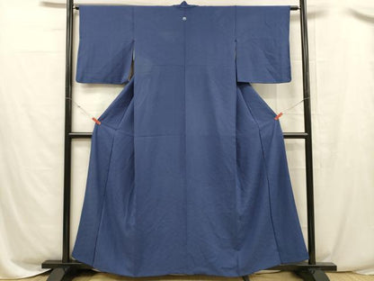 平和屋着物■上質な色無地　檜垣地紋　紺色　正絹　逸品　DABC8494cm