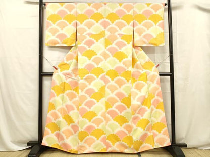 平和屋着物■上質な小紋　花青海波　暈し染め　正絹　逸品　DABC8497cm