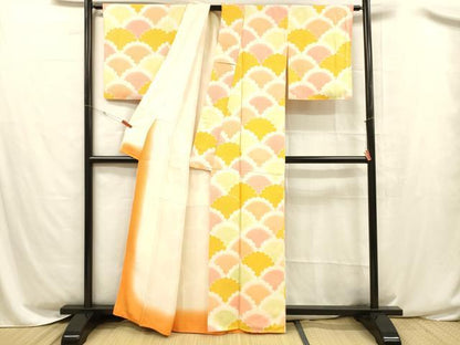 平和屋着物■上質な小紋　花青海波　暈し染め　正絹　逸品　DABC8497cm