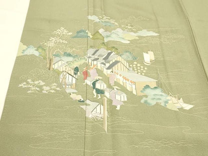 平和屋着物■訪問着　作家物　人物風景文　正絹　逸品　DABC8500cm