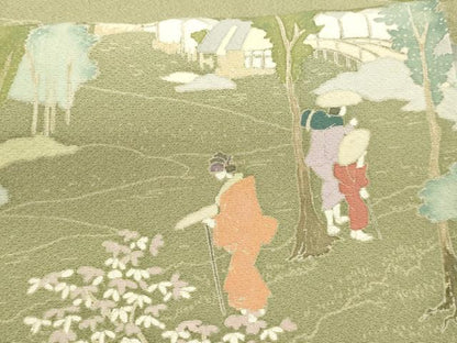 平和屋着物■訪問着　作家物　人物風景文　正絹　逸品　DABC8500cm