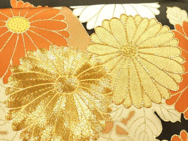 平和屋着物■豪華黒留袖　駒刺繍　草花文　金彩　正絹　逸品　DABC8501cm