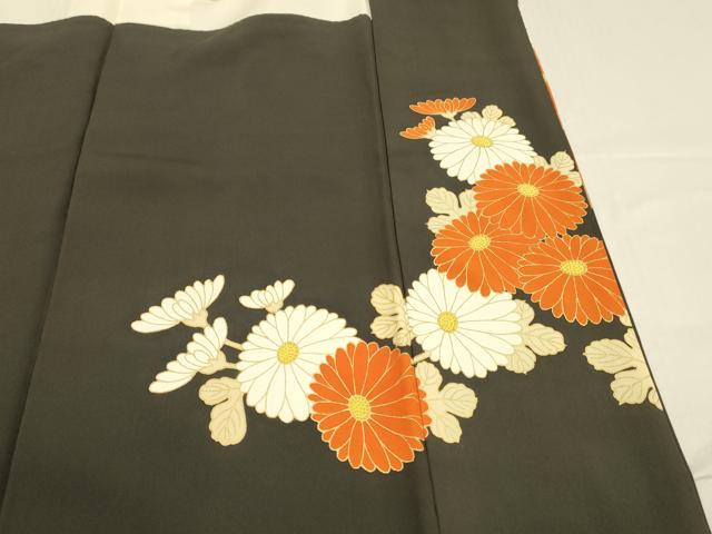 平和屋着物■豪華黒留袖　駒刺繍　草花文　金彩　正絹　逸品　DABC8501cm