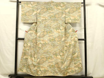 平和屋着物■上質な小紋　人物風景文　暈し染め　正絹　逸品　DABC8504cm