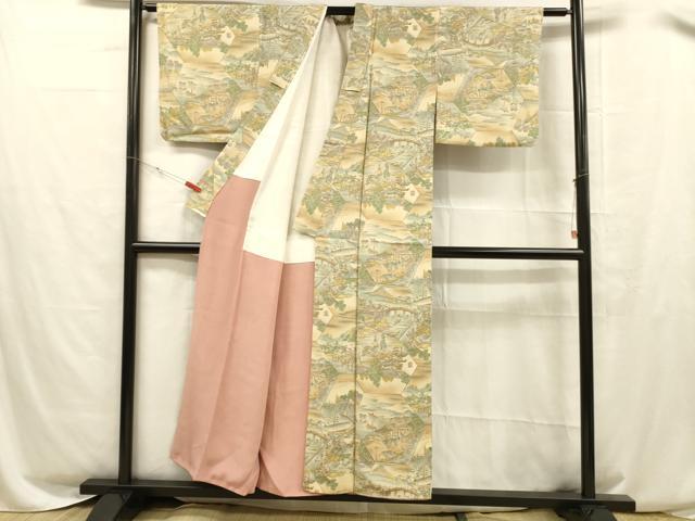 平和屋着物■上質な小紋　人物風景文　暈し染め　正絹　逸品　DABC8504cm