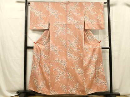 平和屋着物■上質な小紋　たたき染め　枝梅文　正絹　逸品　DABC8505cm