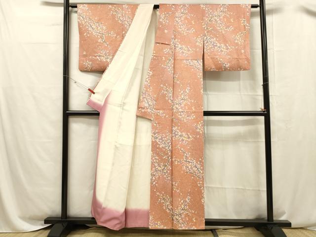 平和屋着物■上質な小紋　たたき染め　枝梅文　正絹　逸品　DABC8505cm