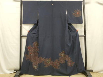 平和屋着物■訪問着 紬地 刺繍 花菱文 正絹 逸品 DABC8506cm