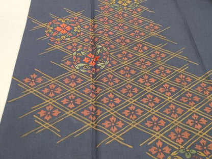 平和屋着物■訪問着 紬地 刺繍 花菱文 正絹 逸品 DABC8506cm