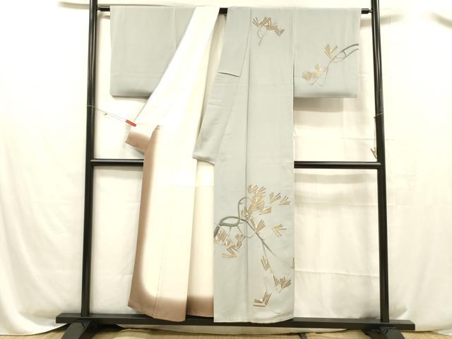 平和屋着物■訪問着　松葉文　金彩　正絹　逸品　DABC8507cm