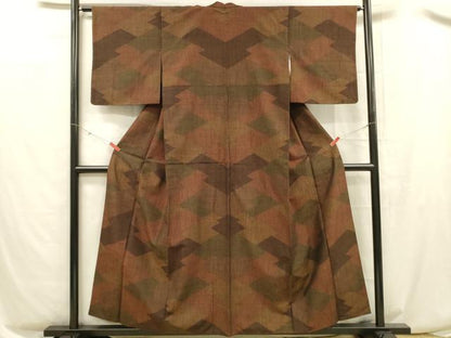 平和屋着物■上質な紬 本泥奥能登紬 抽象文様 正絹 逸品 DABC8509cm