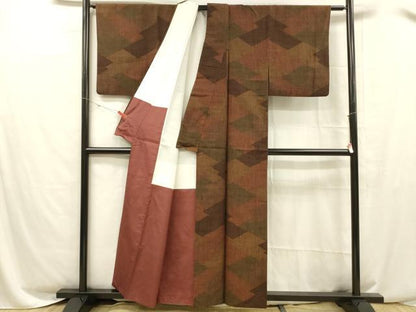 平和屋着物■上質な紬 本泥奥能登紬 抽象文様 正絹 逸品 DABC8509cm