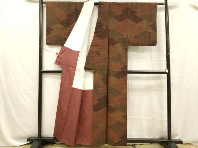 平和屋着物■上質な紬 本泥奥能登紬 抽象文様 正絹 逸品 DABC8509cm