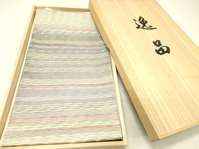 平和屋着物＊夏物　六通柄袋帯　伊豆蔵賢三　よろけ縞　金銀糸　共箱付き　正絹　逸品　DABC8515cm