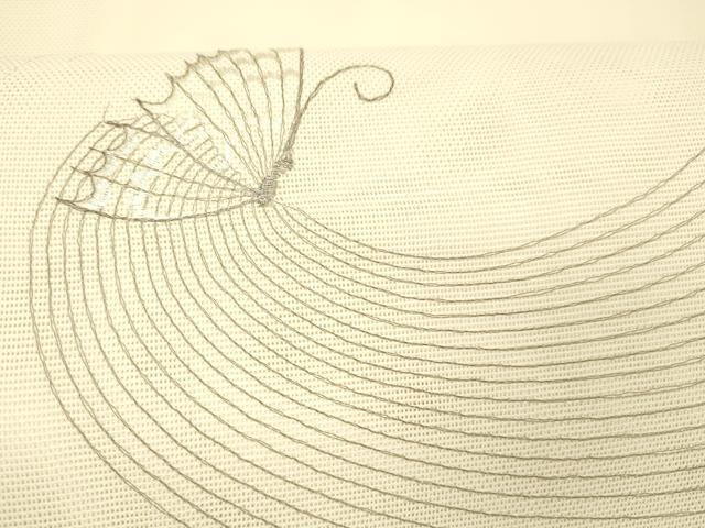 平和屋着物＊夏物 八寸名古屋帯 刺繍 舞蝶文 銀糸 DABC8520cm