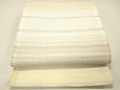 平和屋着物＊夏物 六通柄 京袋帯 横段文 銀糸 DABC8521cm