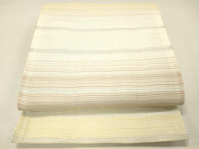 平和屋着物＊夏物 六通柄 京袋帯 横段文 銀糸 DABC8521cm