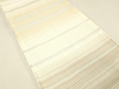 平和屋着物＊夏物 六通柄 京袋帯 横段文 銀糸 DABC8521cm