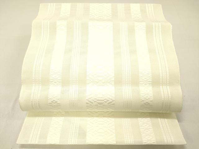 平和屋着物＊夏物 博多織 八寸名古屋帯 献上 生成り色 DABC8525cm