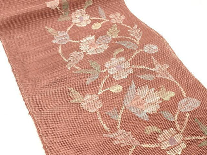 平和屋着物＊夏物 1854年創業 帯屋捨松 八寸名古屋帯 更紗花文 正絹 逸品 DABC8527cm