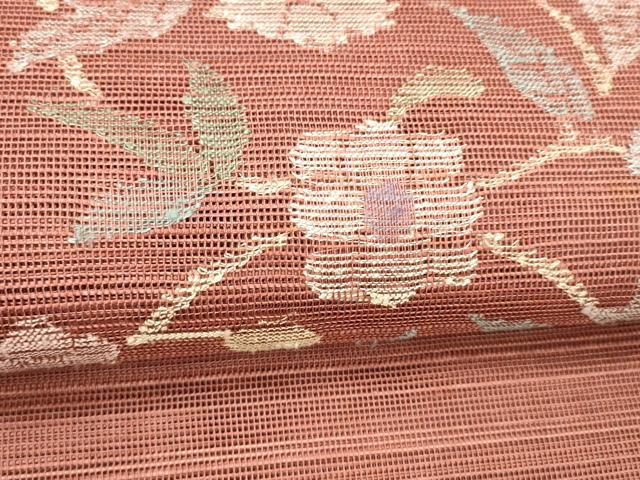 平和屋着物＊夏物 1854年創業 帯屋捨松 八寸名古屋帯 更紗花文 正絹 逸品 DABC8527cm