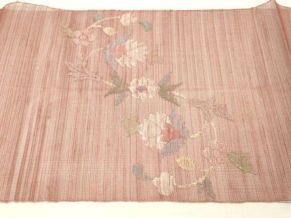 平和屋着物＊夏物 1854年創業 帯屋捨松 八寸名古屋帯 更紗花文 正絹 逸品 DABC8527cm