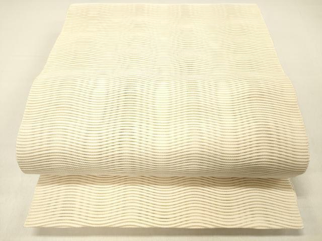 平和屋着物＊夏物 絽綴れ 八寸名古屋帯 よろけ縞 正絹 逸品 DABC8528cm