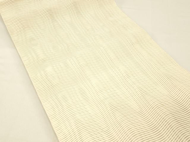 平和屋着物＊夏物 絽綴れ 八寸名古屋帯 よろけ縞 正絹 逸品 DABC8528cm