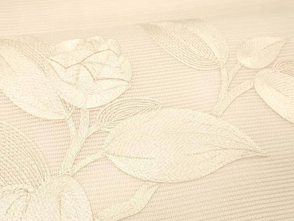 平和屋着物＊夏物 九寸開き名古屋帯 総刺繍 枝花文 虹色 正絹 逸品 DABC8530cm
