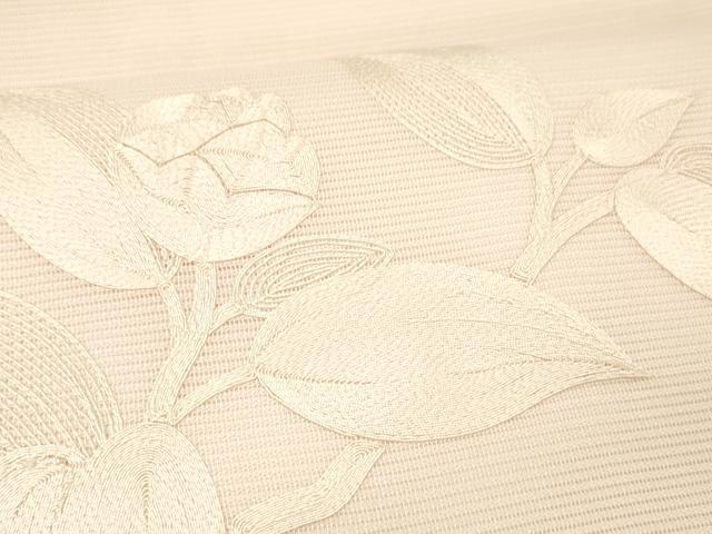 平和屋着物＊夏物 九寸開き名古屋帯 総刺繍 枝花文 虹色 正絹 逸品 DABC8530cm