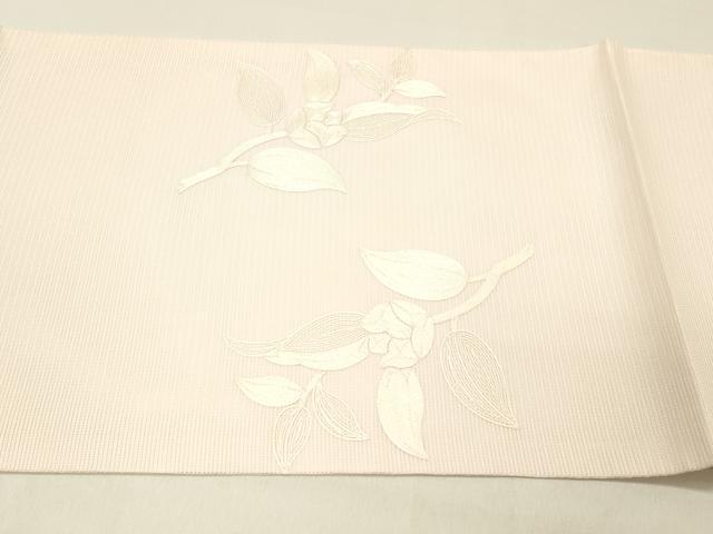 平和屋着物＊夏物 九寸開き名古屋帯 総刺繍 枝花文 虹色 正絹 逸品 DABC8530cm