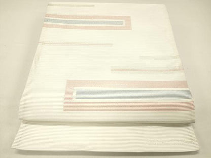 平和屋着物＊夏物 六通柄 京袋帯 横段文 銀糸 DABC8531cm