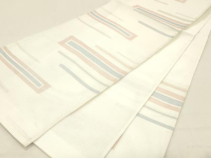 平和屋着物＊夏物 六通柄 京袋帯 横段文 銀糸 DABC8531cm