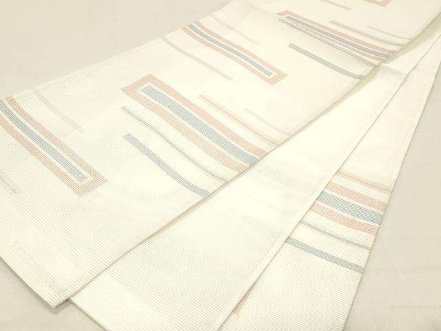 平和屋着物＊夏物 六通柄 京袋帯 横段文 銀糸 DABC8531cm