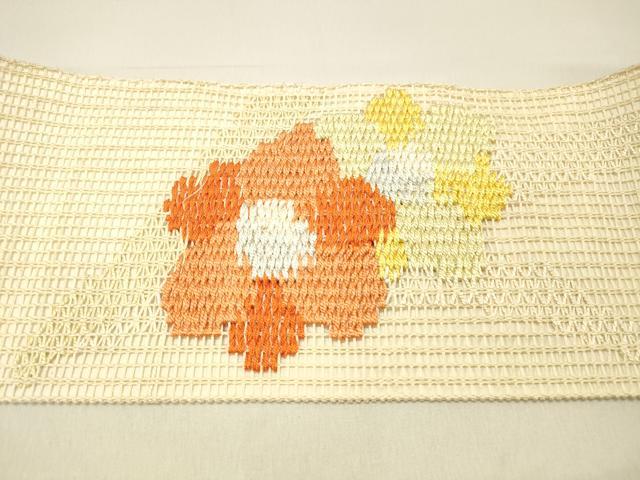平和屋着物＊夏物　八寸名古屋帯　舞花文　正絹　逸品　DABC8536cm 平和屋着物＊夏物 八寸名古屋帯 舞花文 正絹 逸品 DABC8536cm