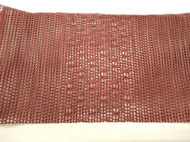 平和屋着物＊夏物 八寸名古屋帯 抽象文様 蘇芳色 正絹 逸品 DABC8537cm