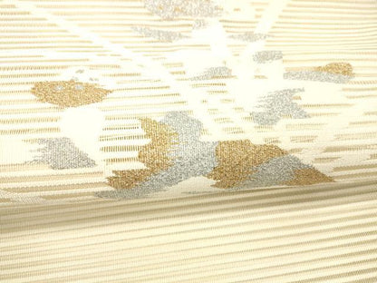 平和屋着物＊夏物 絽綴れ 八寸名古屋帯 草花文 金銀糸 正絹 逸品 DABC8541cm